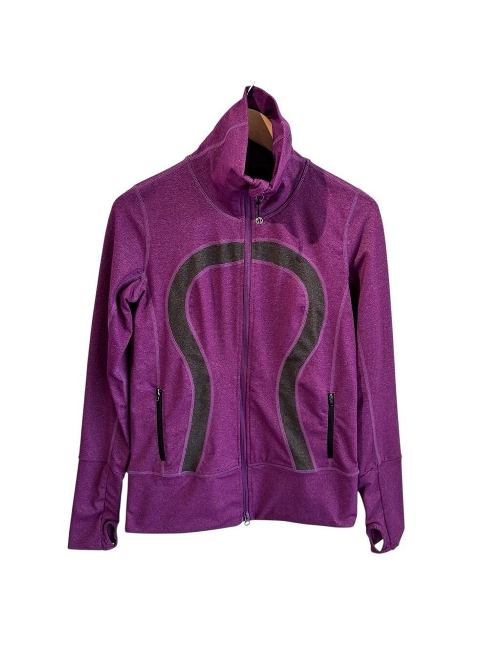 Vintage Y2K Athletic Jacket Sz 6 Purple Logo Full Zip Up Sporty 2000s Gym Yoga